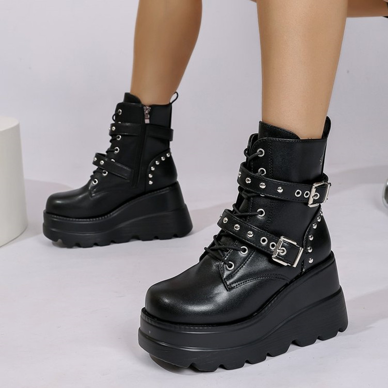 Leather Classic Strap - Botines de Cuero para Mujer, Novedad