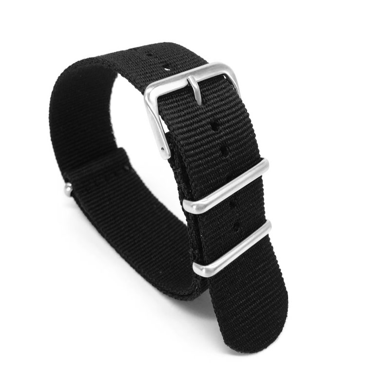 Nylon Nato Strap - Correa de nailon negra para relojes
