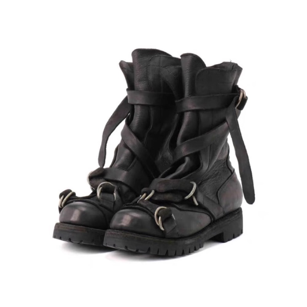 Leather Classic Strap - Botas de moto de cuero para