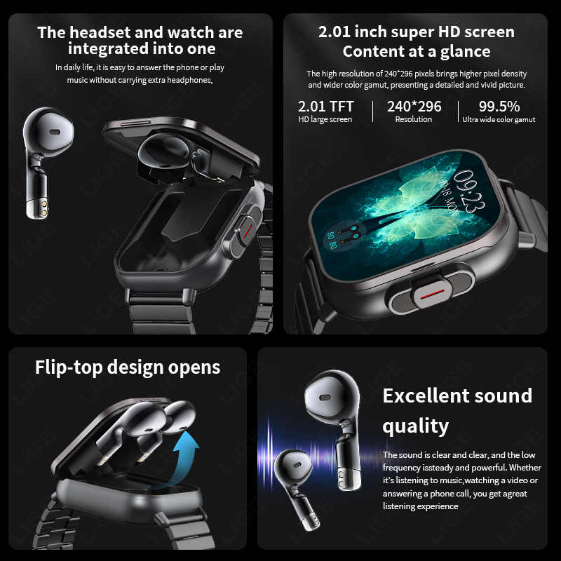 Reloj inteligente NFC TWS 2 en - Smartwatch Headset reseña y precio