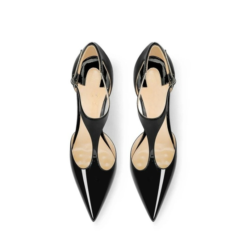 Tacones de aguja negros de cha - Leather Classic Strap reseña y precio