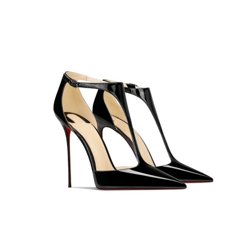 Tacones de aguja negros de cha - Leather Classic Strap reseña y precio