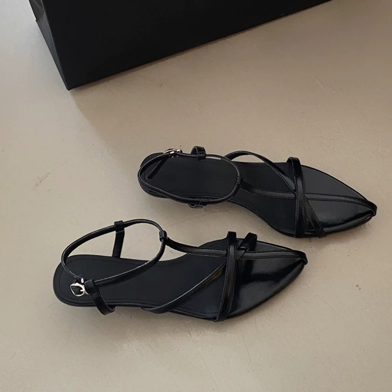 Sandalias Planas de Piel Negra - Leather Classic Strap reseña y precio