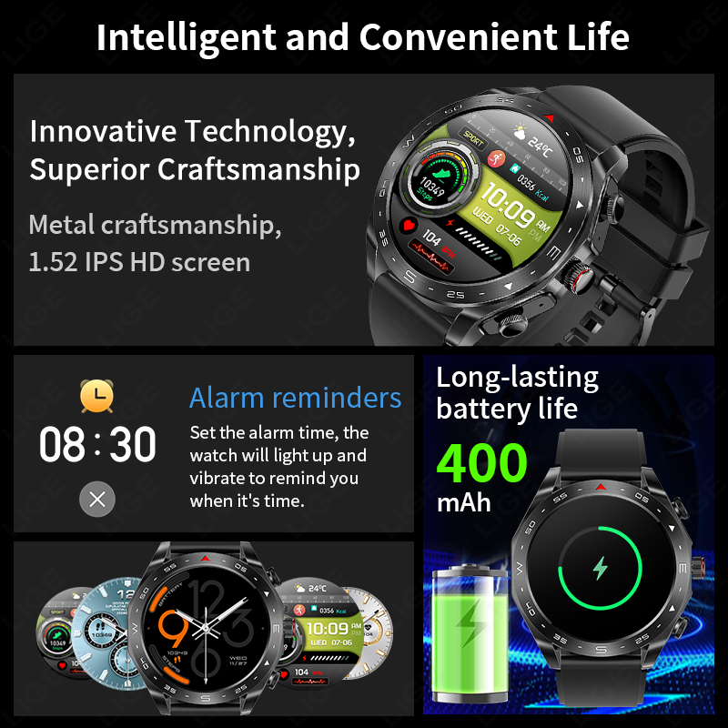 LIGE-reloj inteligente con aur - Smartwatch Headset reseña y precio
