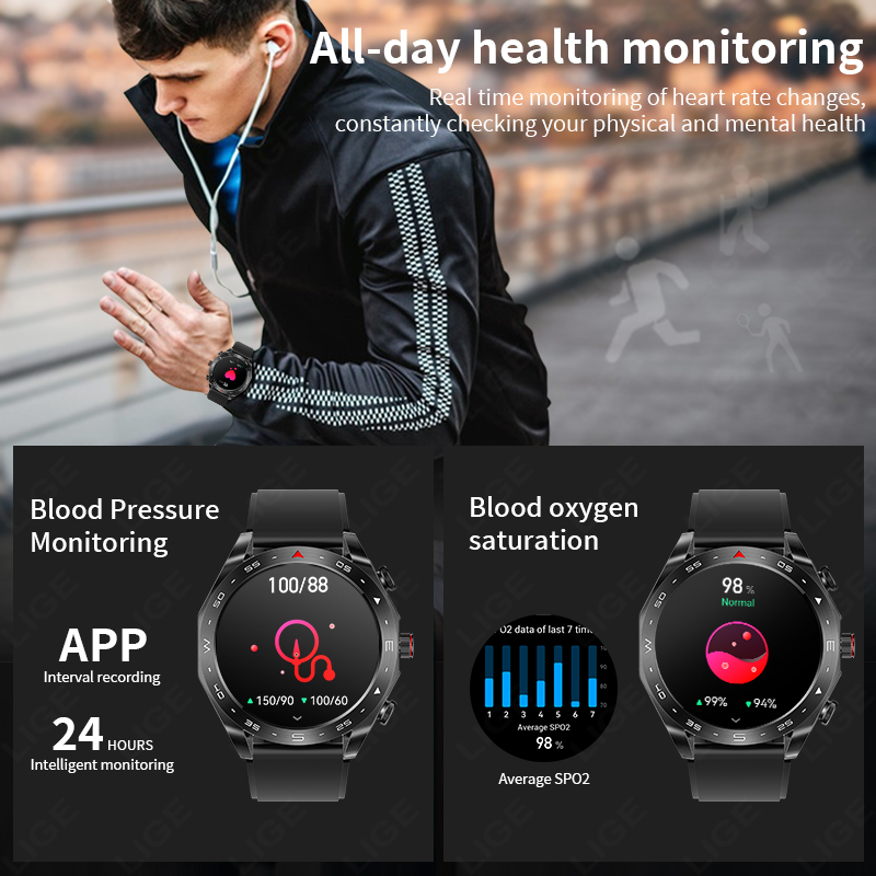LIGE-reloj inteligente con aur - Smartwatch Headset reseña y precio